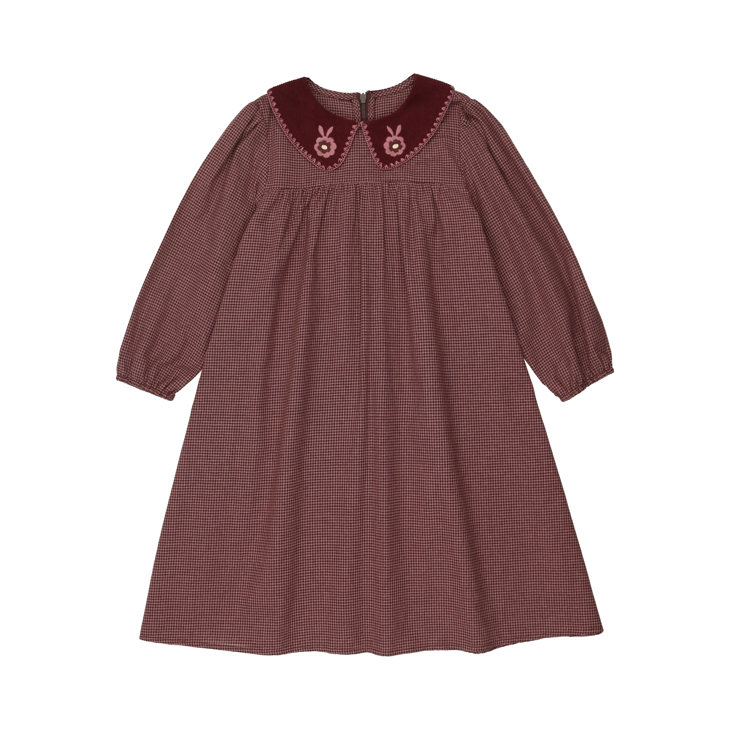 Gingham-Dress-Burgundy  Jolie