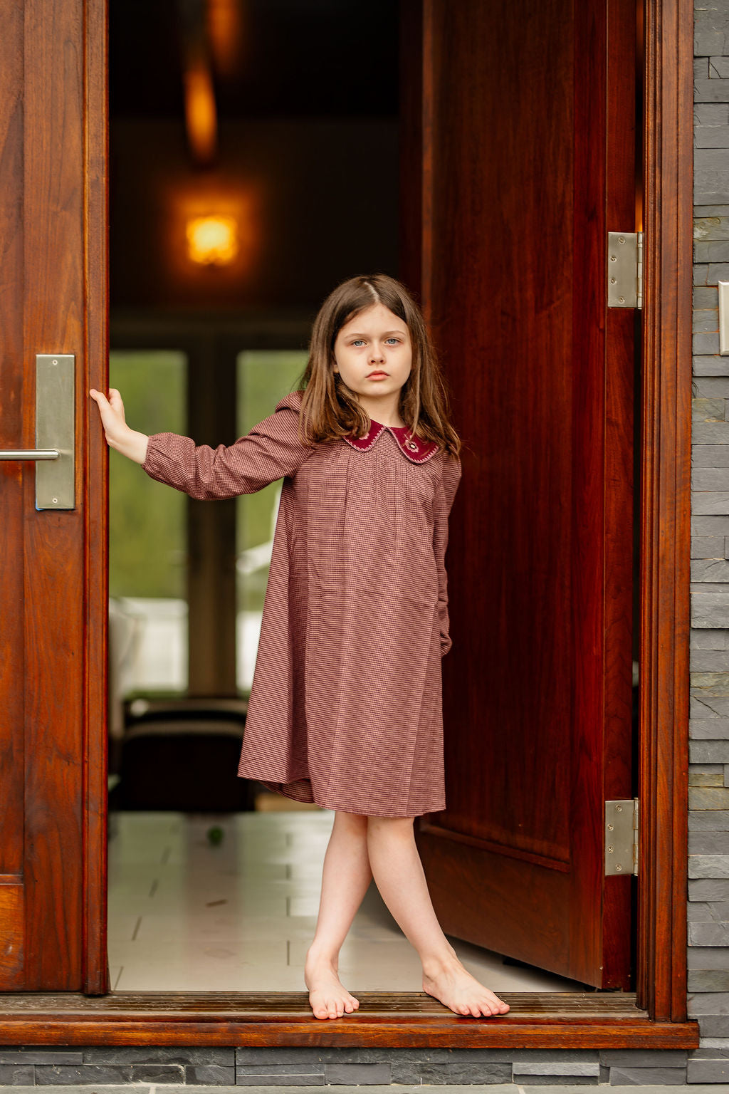 burgundy gingham dress Mini Clara Dress in Burgundy Gingham size 12