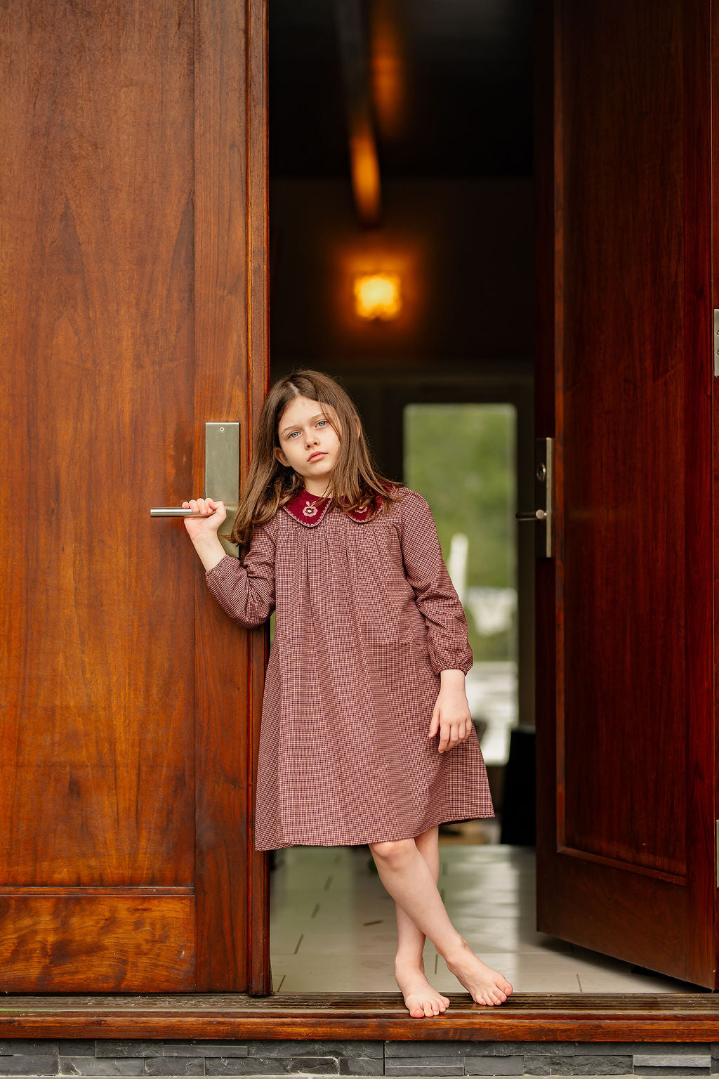 Gingham-Dress-Burgundy