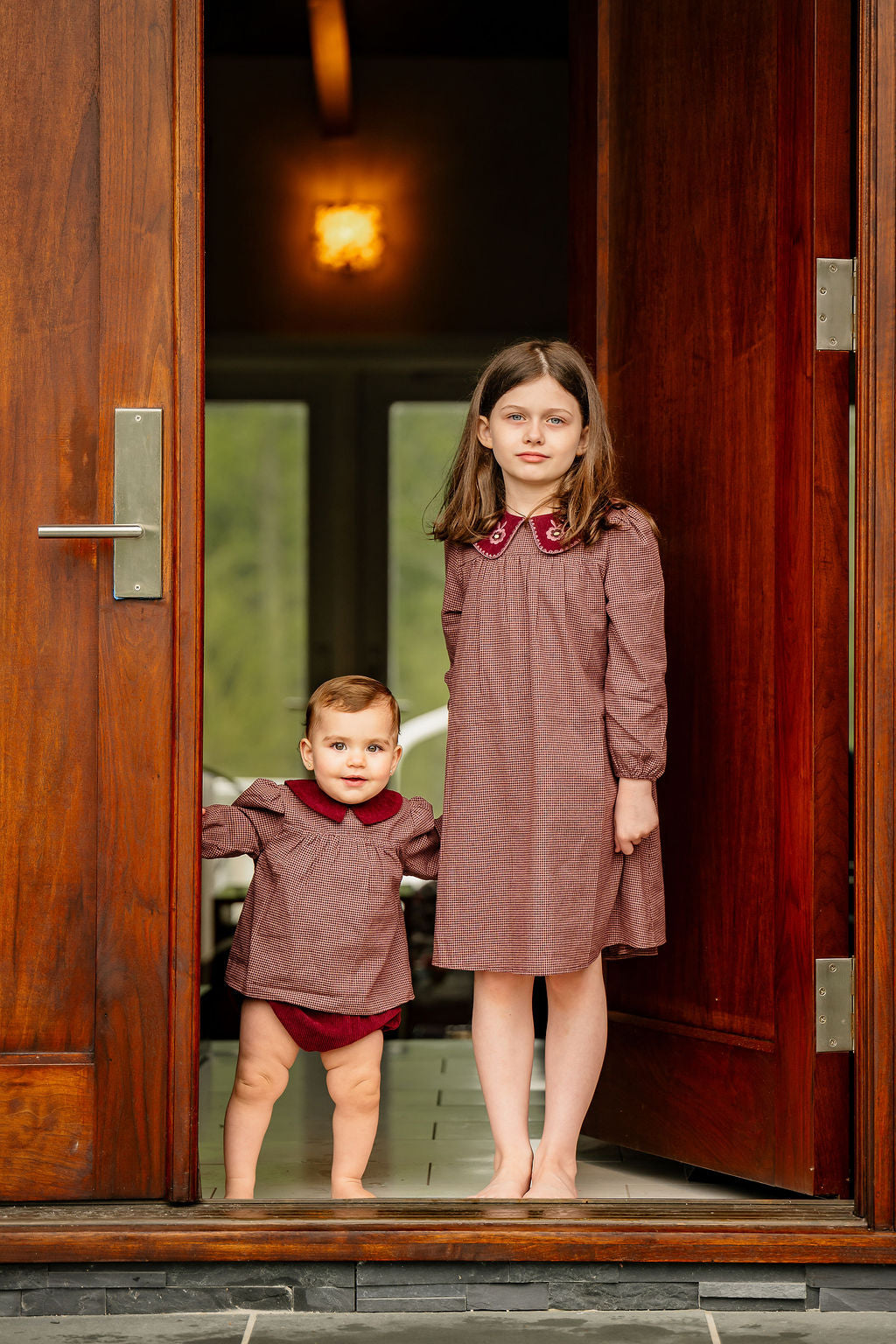 Gingham-Baby-Set-Burgundy
