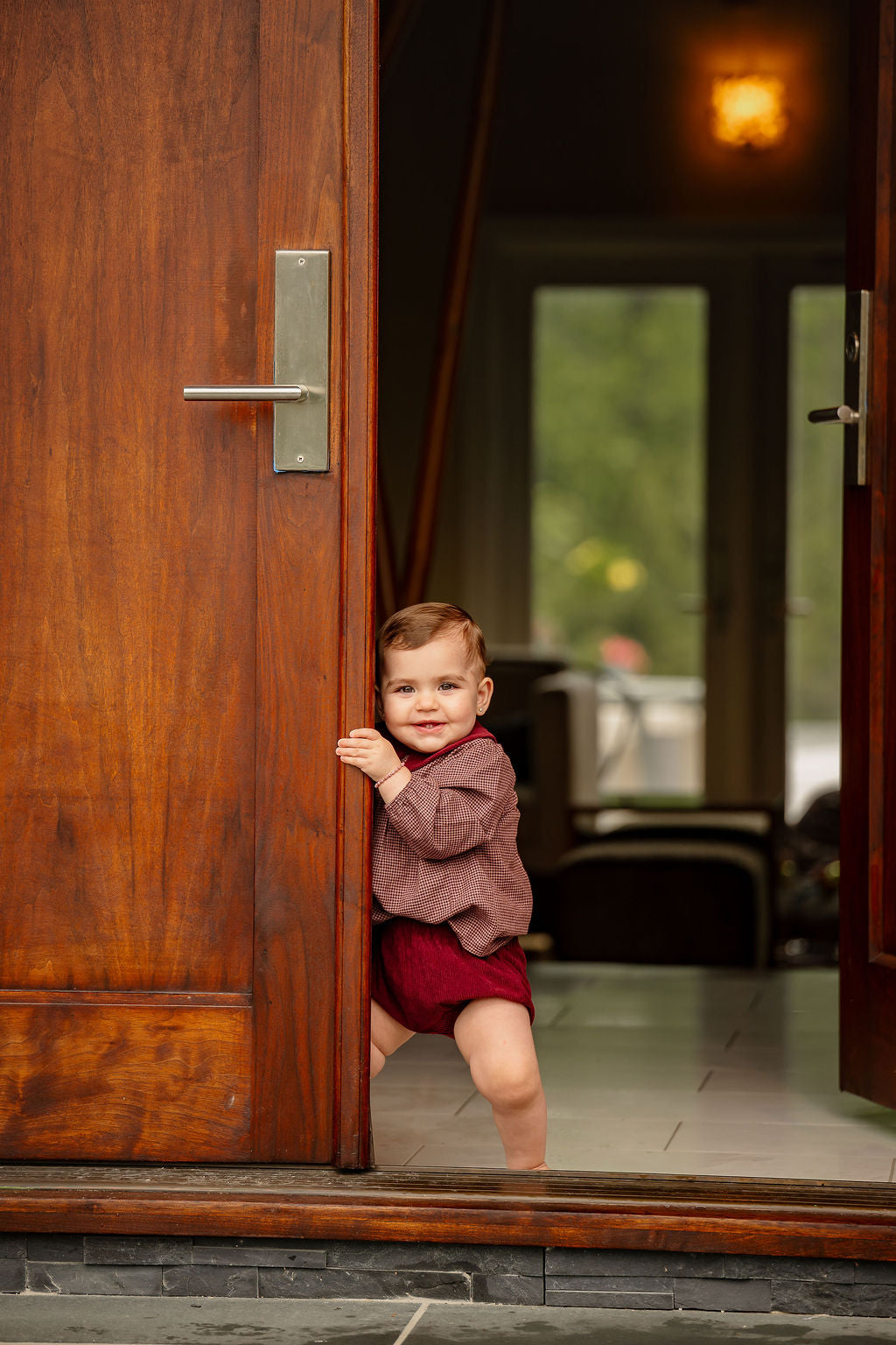 Gingham-Baby-Set-Burgundy