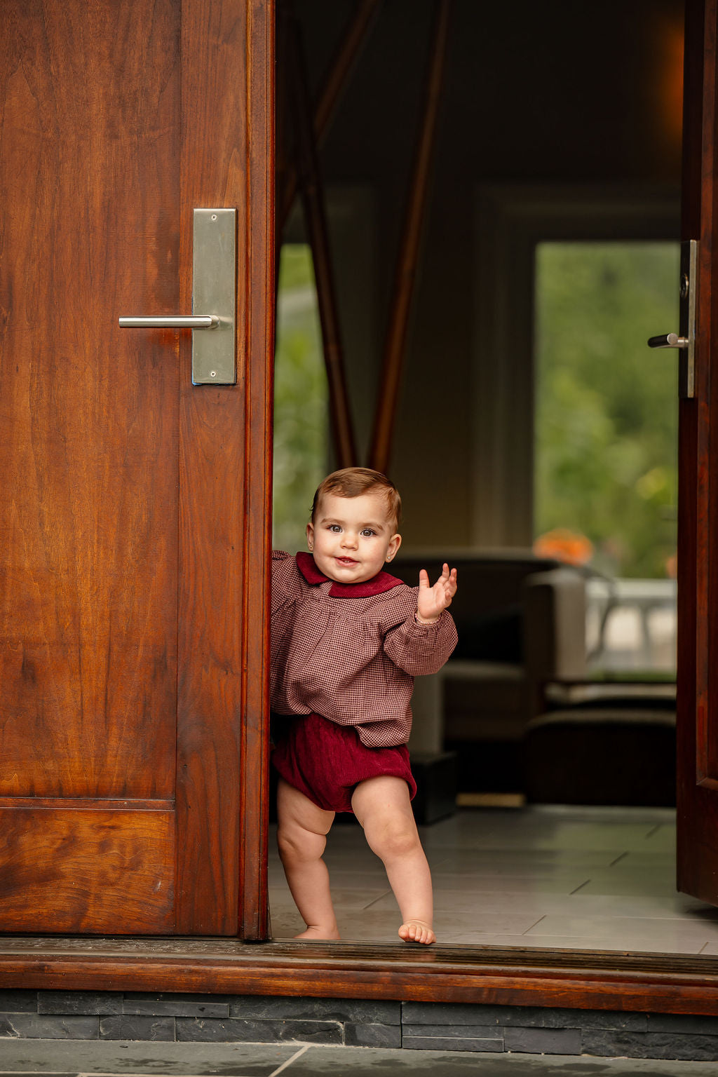 Gingham-Baby-Set-Burgundy