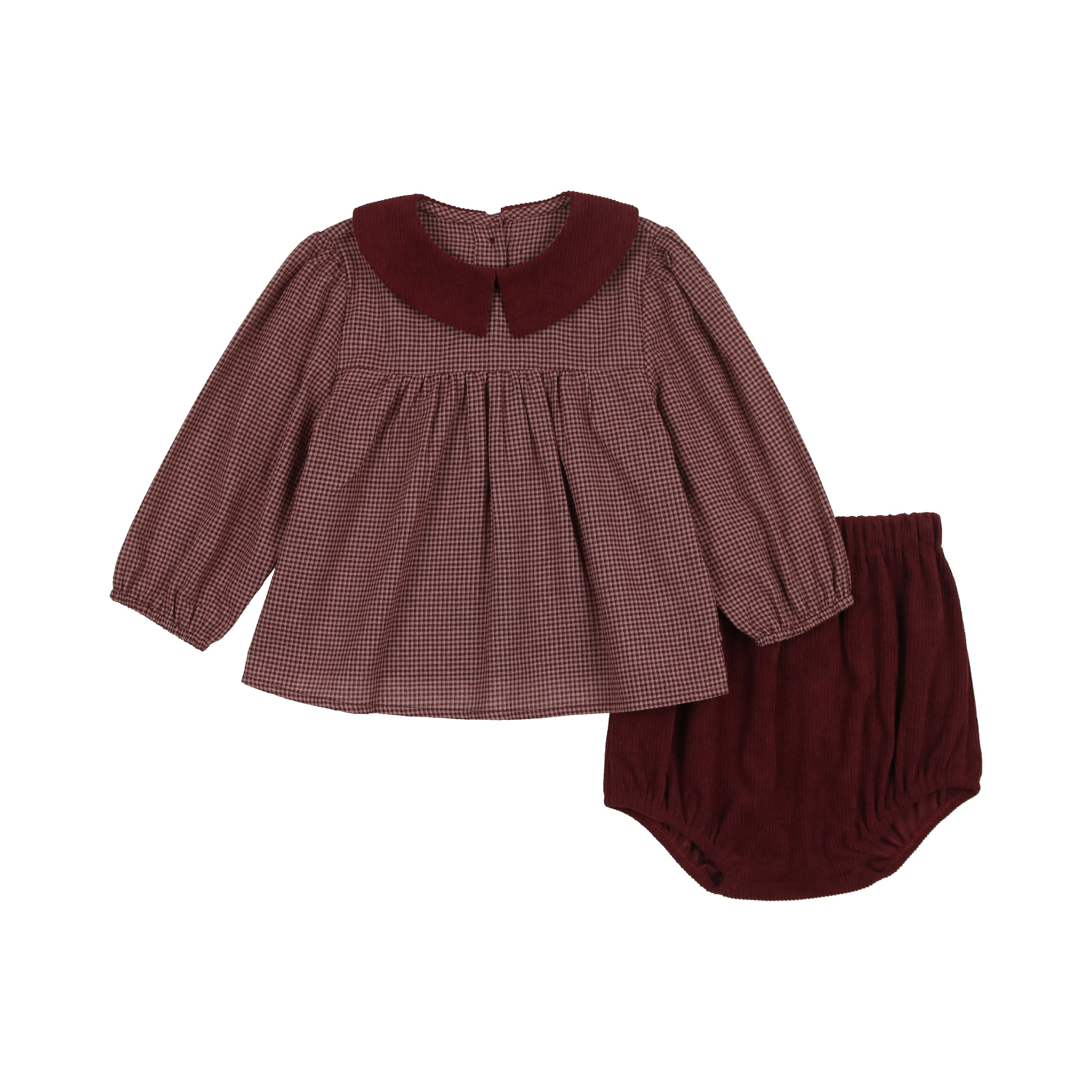 Gingham-Baby-Set-Burgundy